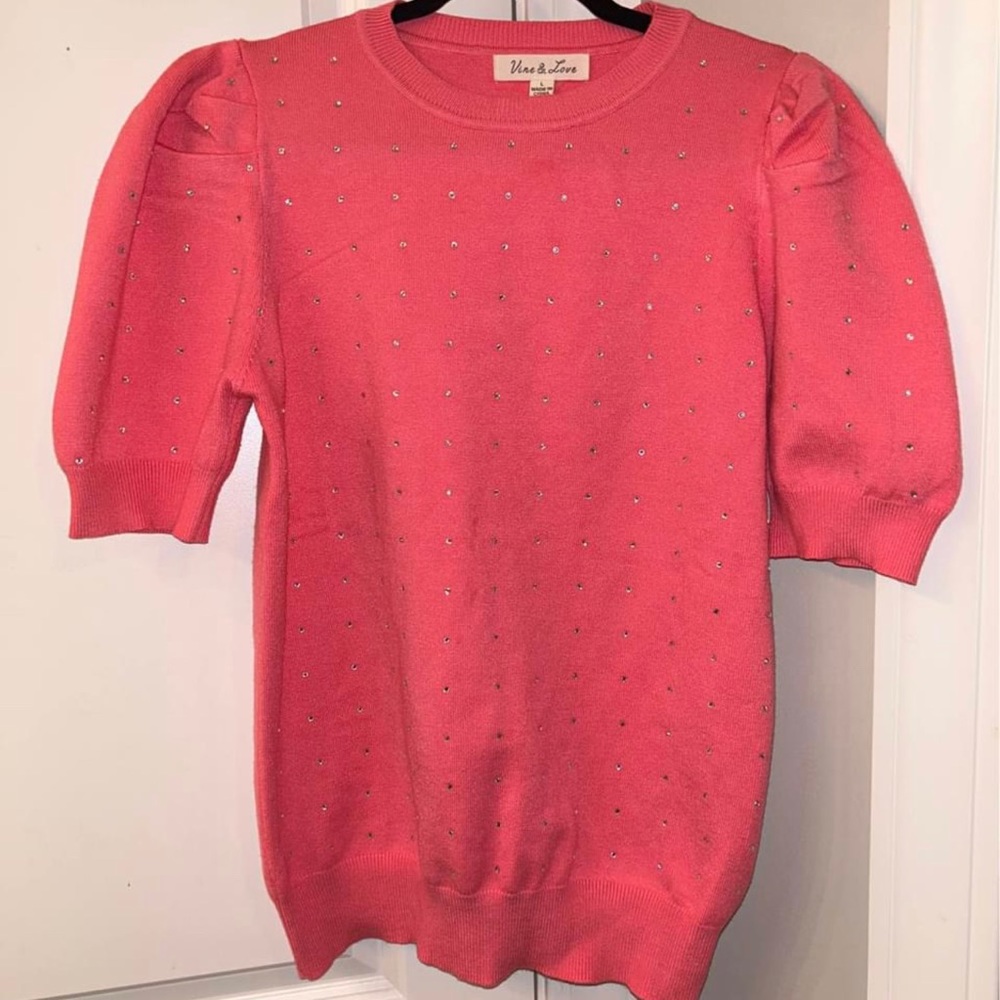 Closet Candy boutique puff sleeve rhinestone sweater